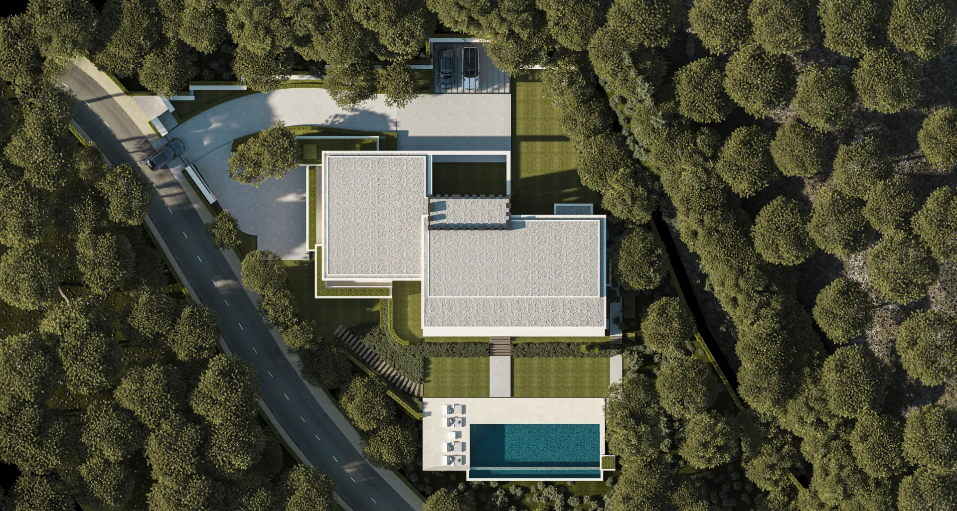 Drone view of Villa Pine Crest on the Benahavís area guide