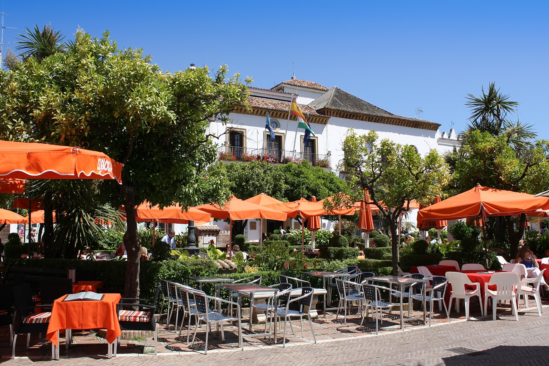 Plaza de los Naranjos in Marbella Old Town with historic buildings and a traditional Andalusian setting
