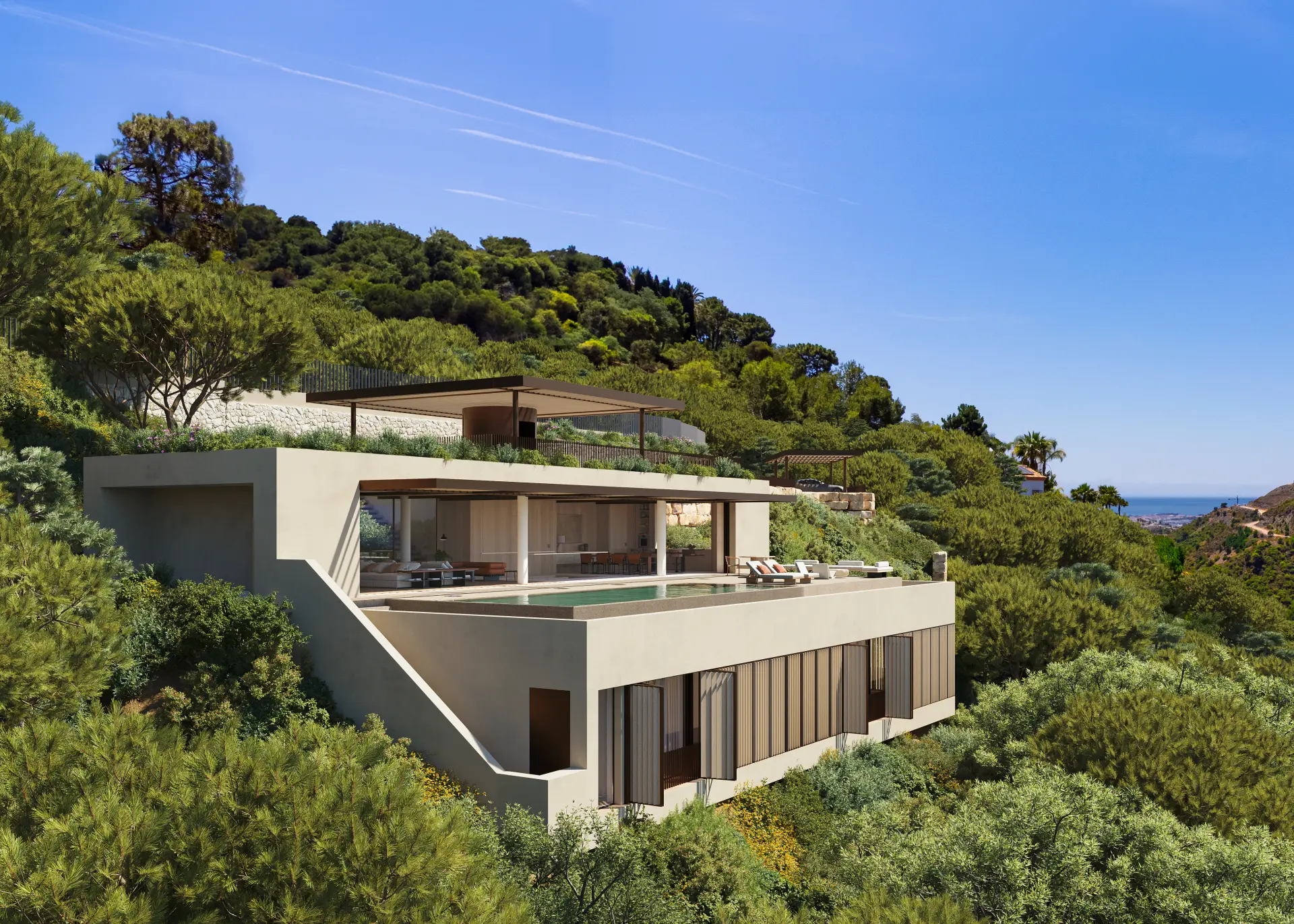 Villa Cambara in El Madroñal with private setting, surrounding greenery and Mediterranean views