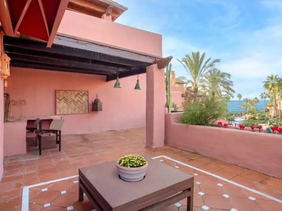 Impressive three bedroom south facing duplex penthouse in the prestigious and gated beachfront community Menara Beach with sea views