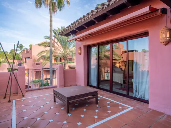 Impressive three bedroom south facing duplex penthouse in the prestigious and gated beachfront community Menara Beach with sea views